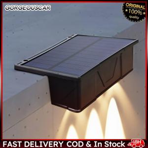 2 Pack 3 LED Sunlight Powered Lamp IP65 Waterproof Solar Fence Wall Light Wall Mounted Solar Outdoor Light for House Porch Patio Pergola Backyard