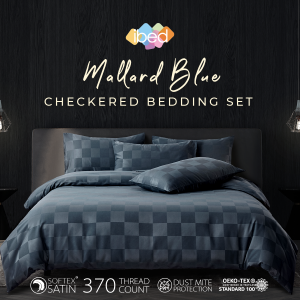 ibed ชุดผ้าปูที่นอนทอลาย ครบเซ็ท Softex Satin (ทอลายตาราง) Mosstone 3.5 ฟุต5 ฟุต6 ฟุต - CHECKERED COLLECTION