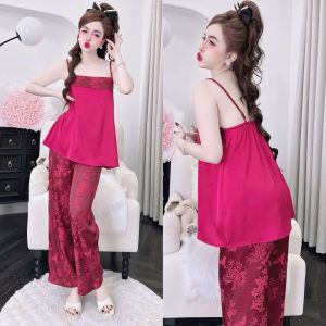 Bộ Dài 2 dây Lụa Latin phối Gấm lưng bo chun có tăng chỉnh quần có túi dài 95cm Phom 45-65kg