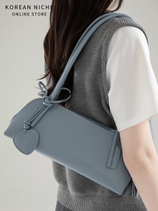 Modern Shoulder Bag With Heart Shaped Pendant Practical PU Leather Underarm Bag Evening Handbag For Daily Essential