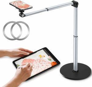 Heavy Duty Aluminum Overhead Phone Stand for Recording Adjustable iPhone Tripod for Overhead Shots Sturdy Stand for Cooking Crafting Filming Painting – for CreatorsClip