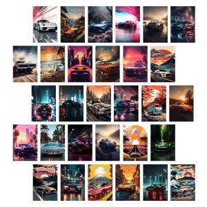 10/30PCS 80s Japan Racing Car Wall Collage Kit Skyline R34 Poster Famous GTR JDM Art Painting Home Dorm Decor Room Decoration