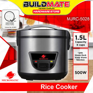 BUILDMATE Micromatic Jar Rice Cooker with Steamer 1.5L 5CUPS 500W Automatic Elegant Design Steam Rack MJRC-5028 MJRC5028