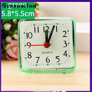 【Greenwind】 Cute Student Alarm Clock Analog Alarm Clock Square Bedside Compact Clock Desktop Decor Clock Student Bedroom Electronic Alarm Clock