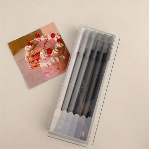 6-Piece Elegant Morandi Gel Pen Set - Smooth Writing Black Ink - Stylish Stationery for Office and School