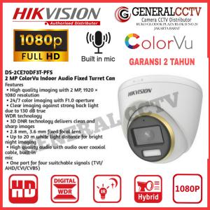 CAMERA CCTV HIKVISION 2MP COLORVU DS-2CE70DF3T-LPFS BUILT-IN MIC(AUDIO)
