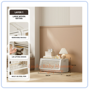 【COZYCASA】Stackable Rattan Lid Storage Cabinet / Home Organizer Box