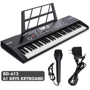 61-Key Digital Electric Adult Piano Keyboard & Sheet Music Stand  Portable Electronic Keyboard for Beginners