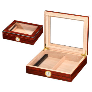 Large Capacity Wooden Glass Humidor Storage Box