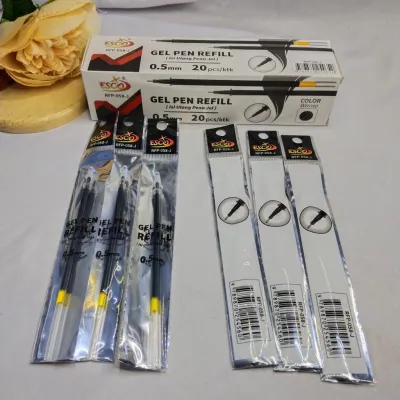 1 Pak (20 pcs) Refill Isi Ulang Pulpen Gel Lancip Mata Jarum 0.5mm Hitam / Gel Pen Refill / Isi Pulpen / Keep Blessing
