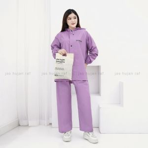 Jas Hujan RAF Setelan Baju Celana Raincoat Kain PVC 0.25 Tebal Elastis Anti Air