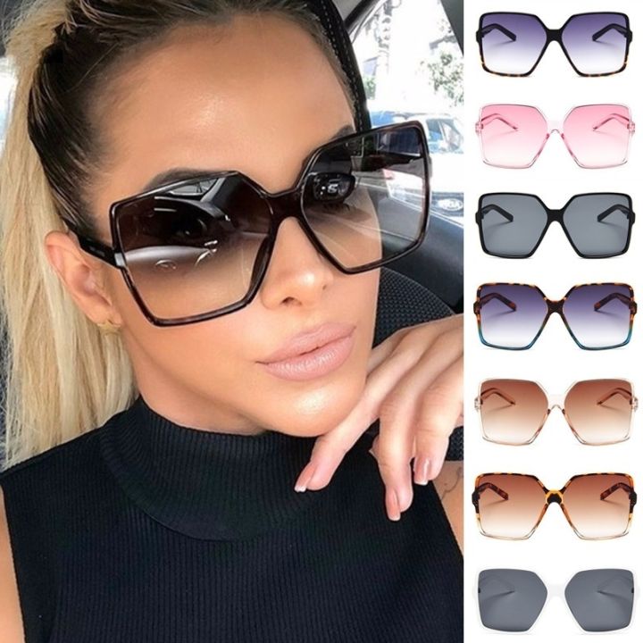 Fashion Women Oversize Sunglasses Gradient Plastic Retro Big