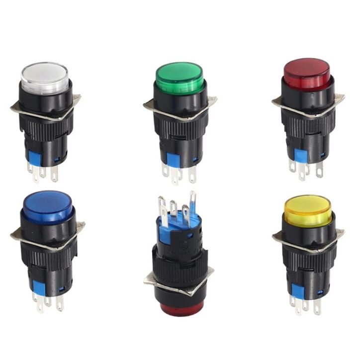 1 Pcs 16mm 5V 12V 24V 220V LED Push Button Switch lamp Self-Lock ...