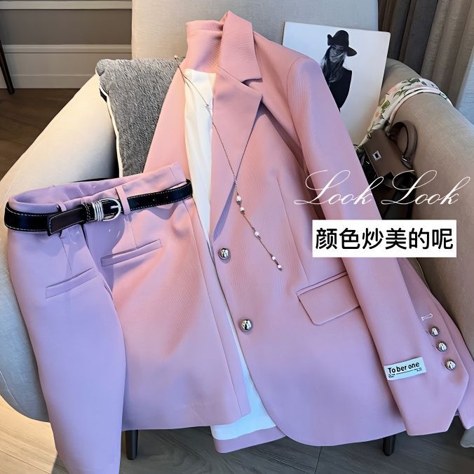 Women's Suit Set Two-piece Solid Color Blazer Mini Skirt Casual