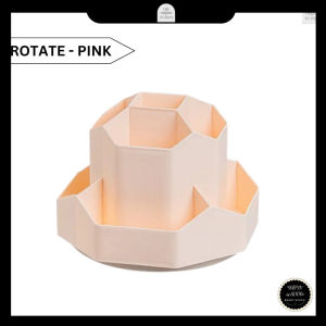 Ready Stock Aesthetic White Pink Blue Simple Stationery Rack Pencil Holder 360 Rotatable Pen Holder Box Makeup Brush Cosmetic Storage Table Space Saving Desk Organizer Desktop Study Student Hostel Office Kotak Boleh Pusing Simpan Alat Tulis Pen