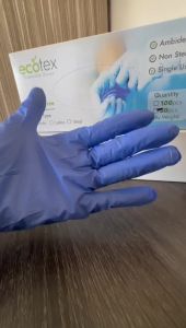 Ready stock🇲🇾ECOTEX Nitrile Disposable Glove Powder Free Violet Blue 3.5g (SML) - 10 boxes/carton by weight  Sarung Tangan