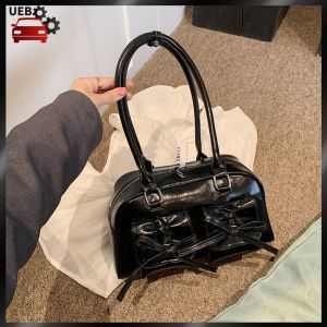 Women Cross Body Bag with Bow PU Leather Casual Daily Use Chic Hobo Shoulder Bag for Commuting and Shopping