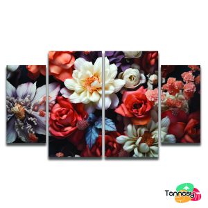 TENNESY (75 B) Hiasan Dinding Aesthetic 1 Set Bunga Elegan 3D Floral Flowers Paper Art 4 Panel Wall Decor