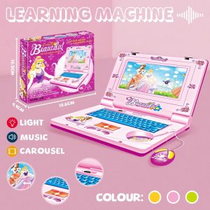 Laptop for kids girls boys toy with lights，mouse keyboard clickable，music，movable animation
