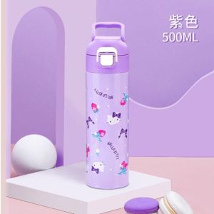 316 Stainless Steel Sanrio HelloKitty Frozen Handy Themos Cup Cute Cartoon Student Portable Out Straight Drink Cup Hand Bouce Cup保温弹跳杯 迪士尼三丽鸥儿童保温杯食品级316不锈钢水杯小学生上学专用便携直饮水壶
