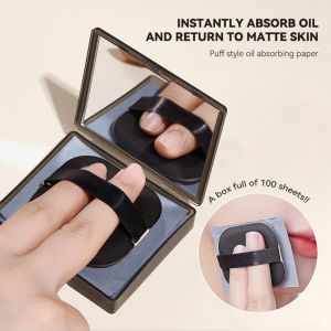 Face Oil Absorbing Sheets Portable Blotting Paper Refreshing Control Oil with Makeup Mirror