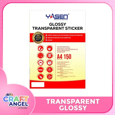 Yasen 20 Sheets Vinyl Sticker Waterproof Glossy/Transparent A4 Size 150GSM High Quality for Printing Label Stickers DIY