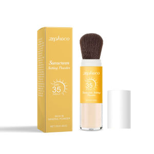 ZEPHOCO Setting Powder Natural lightweight oil-controlling long-lasting makeup rotating brush portable touch-up powder