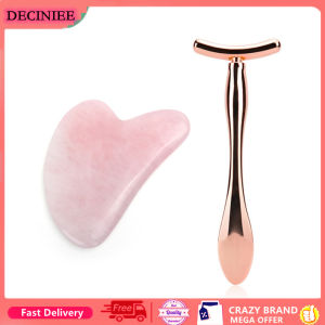 DECINIEE Jade Roller Stone Gua sha Scraping Board Set Rose Quartz Face Lift Massager Facial Massage Eye Cream Mixing Spatula Scoop Tools