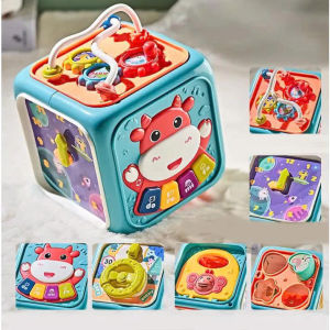 (6in1) Hộp Đồ Chơi Âm Nhạc Bò Bận Rộn Đa Năng Có 6 Mặt Nhạc Tiếng Anh Đồ Chơi Giáo Dục Cho Bé Phát Triển Sớm