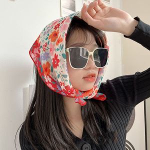 XINSU38 Neckerchief Elegant Sweet Clothing Accessories Bandanas Neck Decorative Bag Scarf Neck Tie Korean Style Scarves Sunscreen Flower Silk Scarf Printed Scarf Square Scarf Hair Band
