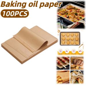 100Pcs Baking Oil Paper Parchment Paper for Baking Non-Stick Unbleached Wax Paper Oil Absorption Rectangular Paper Baking Sheets Sheets Thickened Bread Pad Paper Baking Tray Oil Paper