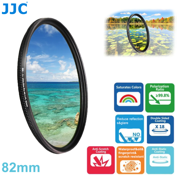 JJC 82mm S+ Ultra Slim Multi-Coated CPL Circular Polarizing Filters For  Canon RF 15-35mm L IS USM Lens,Sony FE 16-35mm GM II  Lens,Fujifilm
