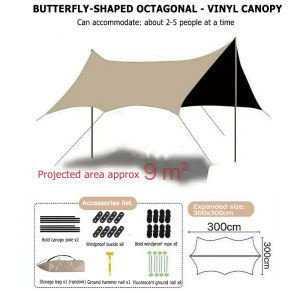 4.5Mx5.2m Tent Canvas Full Camping Tent Rain and Sun Protection UPF 50+ Camping Waterproof Canopy Tent Awning Beach Shade Tent