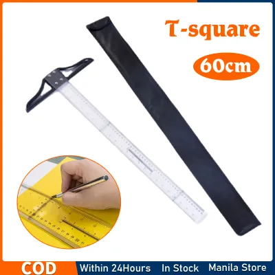 Plastic T Square 60cm Transparent T-Ruler Clear Transparent Measurements Straight Ruler Measure Tool for Drafting