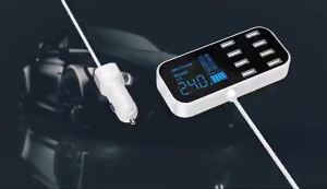 40W 8 ports USB car charger qc3.0 PD type C fast phone charger with LED display Multi USB charger for  14 Android Samsung