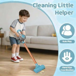 Kids Mini Toy Vacuum Cleaner with Cyclone Action & Realistic Sound For Preschooler– Role Play Cleaning Toy Set