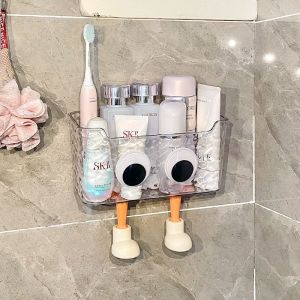 Wall Mounted Storage Box Cute Bathroom Punch-Free Makeup Organizer Kitchen Storage Drain Rack
