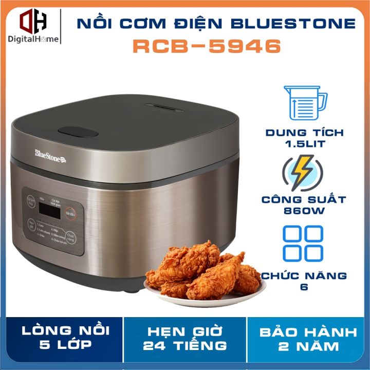 Nồi Cơm Điện Tử Bluestone RCB-5946, Công Suất 860W, Dung Tích 1,5L, Bảo Hành Chính Hãng 2 Năm