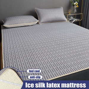 กันลื่นที่นอนยางพาราผ้าไหมน้ำแข็ง ที่นอนปรับอากาศเนื้อนุ่ม เสื่อเตียงระบายความร้อนผ้าปูที่นอนยางพาราเย็น รู้สึกเย็นสบาย ระบายอากาศได้ ซักด้วยเครื่องได้ ที่รองนอนและท็อปเปอร์ ที่นอนเดี่ยวหรือเตียงคู่ที่นอนหอพักนักเรียน