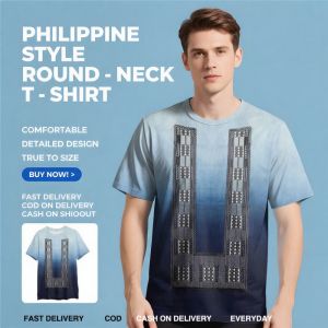 2025 New Barong Style Mens Chinese Stand Collar Short Sleeve Shirt Ethnic Retro Pattern Sublimation Printed ASEAN Top Outdoor Breathable Quick-Drying Large Size Shirt for Men