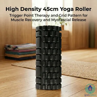 Lexis Yoga High Density 45cm Yoga Roller Trigger Point Therapy Grid Pattern for Muscle Recovery & Myofascial Release