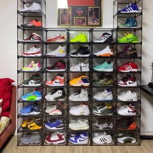 【One Cat Shop】1Pc New Full Transparent Shoe Box Acrylic Shoes Storage Dust Proof Display Sneakers Box Organizer Can Be Stacked Plastic Container