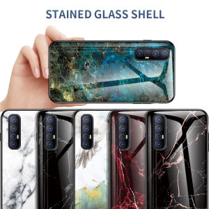 [GFAITH] For OPPO Reno 3 Pro 4G Case Marble Glass Casing Reno3 Pro Hard Phone Case Silicon Soft Edges
