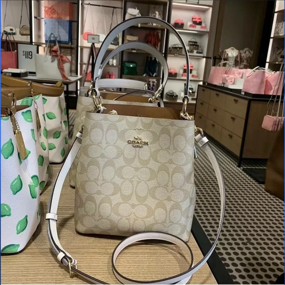 Coach 2312 Small Town Bucket Bag in Glacier White Signature Coated