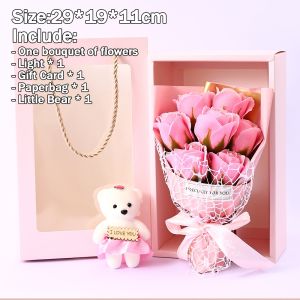 7PCS Soap Flower Eternal Rose Flower Bouquet Gift Box Decoration For Valentines day Gift