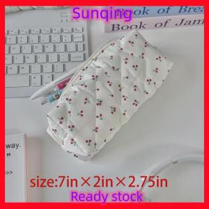 SQ Stationery [Flash Sale] Cute Butterfly Knot Cherry Blossoms Pencil Case Large Capacity Stationery Storage Bag Multifunctional Makeup Bag Stationery Box