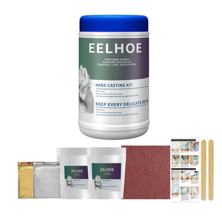 EELHOE 3D Hand & Foot Print Mold Powder Plaster Casting Kit Handprint
