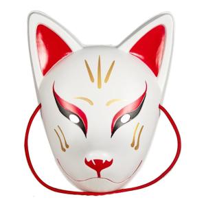 Kitsune Cáo Mặt Nạ Halloween Động Vật Trang Phục Cosplay bao kín mặt Mèo Mặt Nạ Kabuki Mặt Nạ Cho Giáng Sinh tiệc hóa trang Đạo Cụ