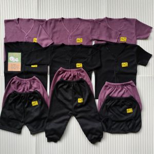 Nn Baby 12 PCS Baju Bayi Baru Lahir Warna Hitam-Ungu 0-3 Bulan New Born