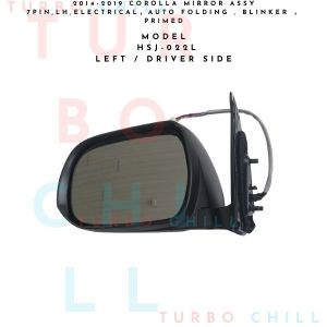 HSJ-022 2014-2019 COROLLA mirror assy 7pinLHelectrical，auto folding  blinker ，primed